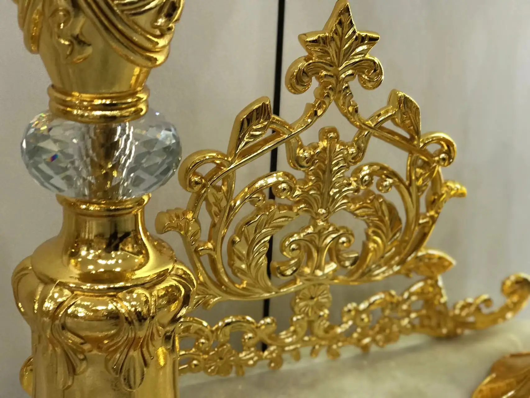 Golden Standing Clock Luxury Vintage Home Floor Clock Crystal Gold Grandfather Clock