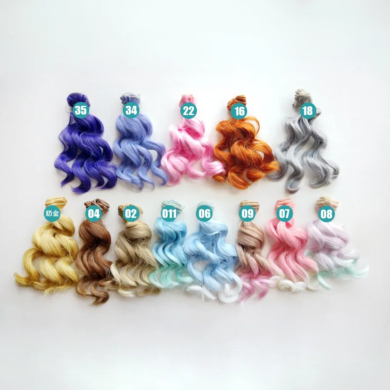 high temperature heat resistant doll wigs gold brown hair for 1/3 1/4 1/6 BJD diy hair styling doll curly wave doll hair 15cm