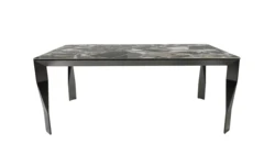 Modern Design Cheap Dining Room Furniture Top Black Dining Table 6 Seats Dining Room Table Set Table Metal Legs Glass Style Type