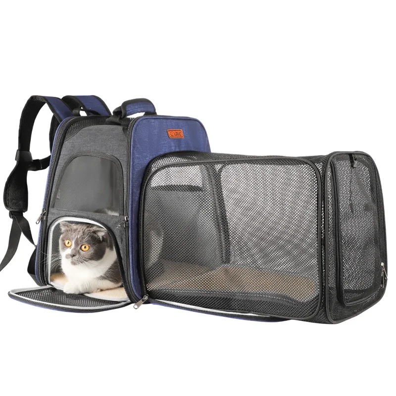 
big volume luxury expandable dog cat backpack wheeled trolley pet carrier with detachable trolley 