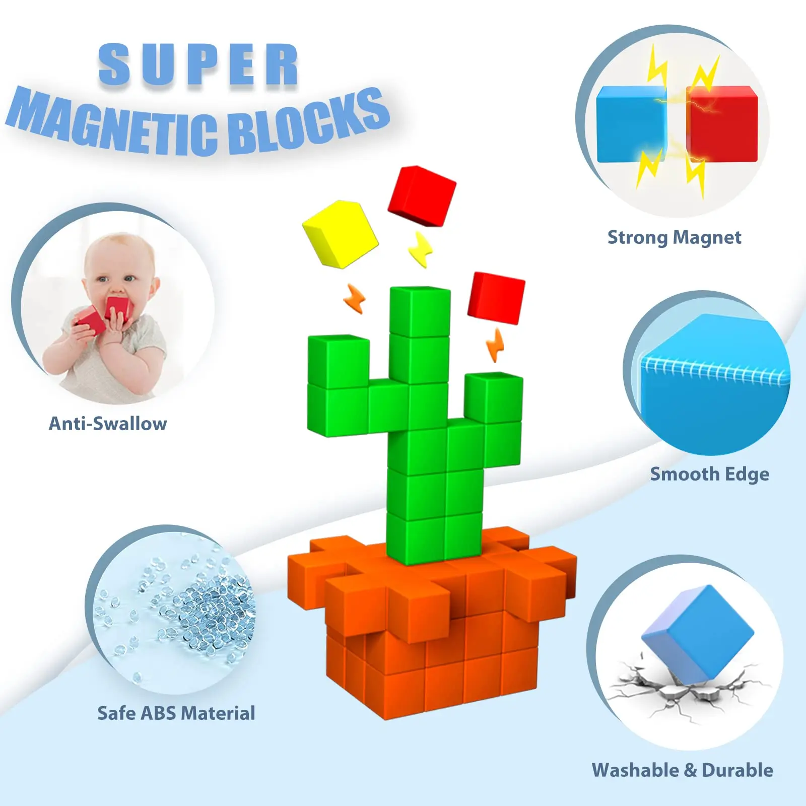 Magnetic Blocks Toddler Toys for 3 4 5 Year Old Boys Girls Stem Preschool Learning Sensory Toys and Gifts for Kids Magnet Toy