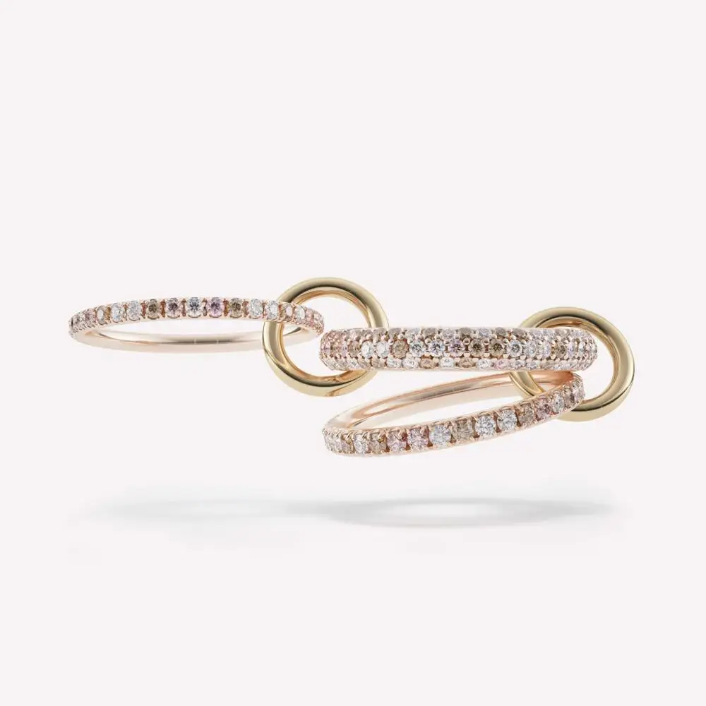 LOZRUNV Fashion 925 Silver Pave CZ Stone Three Linked Eternity Rings