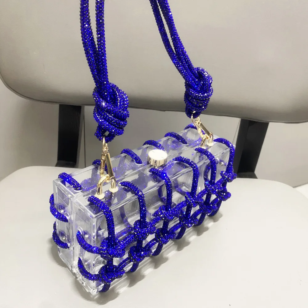 High Quality Diamond Crystal Clear Hand Bags Ladies Handbags Clutch Purse Party Club Wear Bling Purses and Handbags