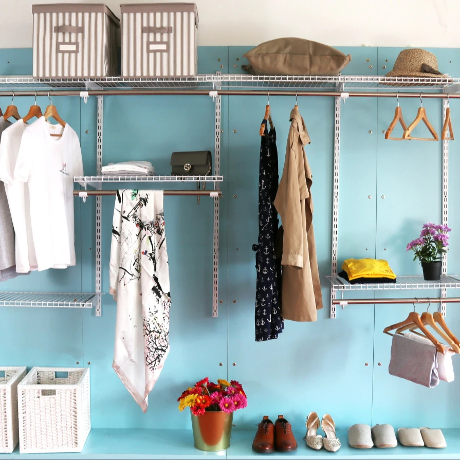 DIY Adjustable Freeslide Hanging Stainless Steel Wire Shelving Closet Kit Organizer Systems