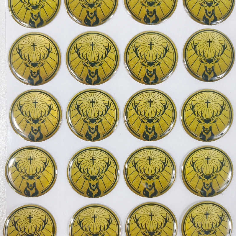Custom printed gold or yellow epoxy resin 3D crystal dome stickers round label stickers with strong adhesive tape