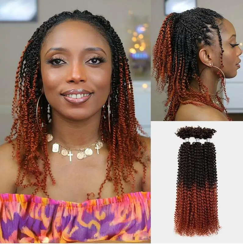 Blond Brown Afro Kinky Bulk Twist Crochet Braiding Hair Wholesale Burgundy Crochet Braid Afro Kinky V Bulk Human Hair Extension