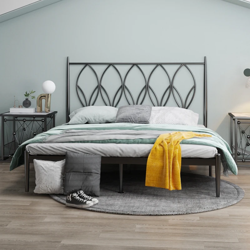Modern simple luxury princess iron bed gold double light luxury metal bed