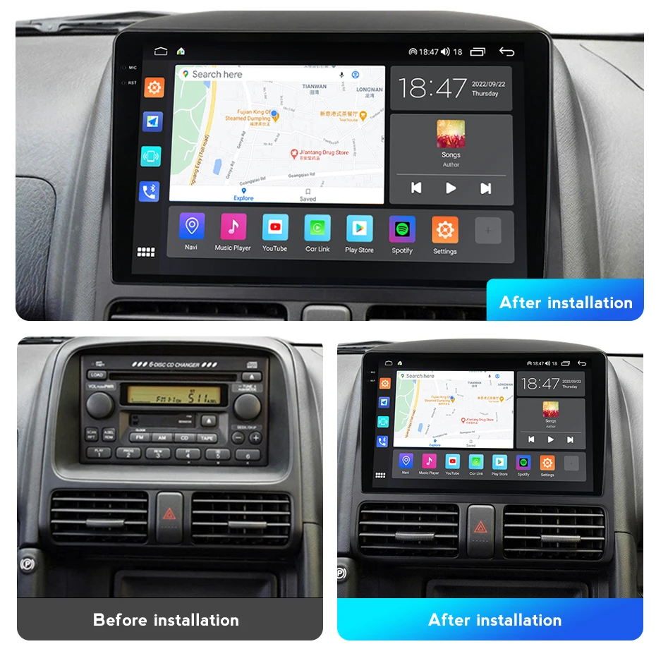 M6 PRO car stereo android 11 Car GPS for Honda CRV 2002-2005 GPS BT car multimedia player with camera