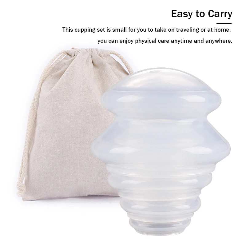 Silicone Cupping Therapy Set 4 Cups Professional Massage Suction Cup Vacuum Cupping Kit