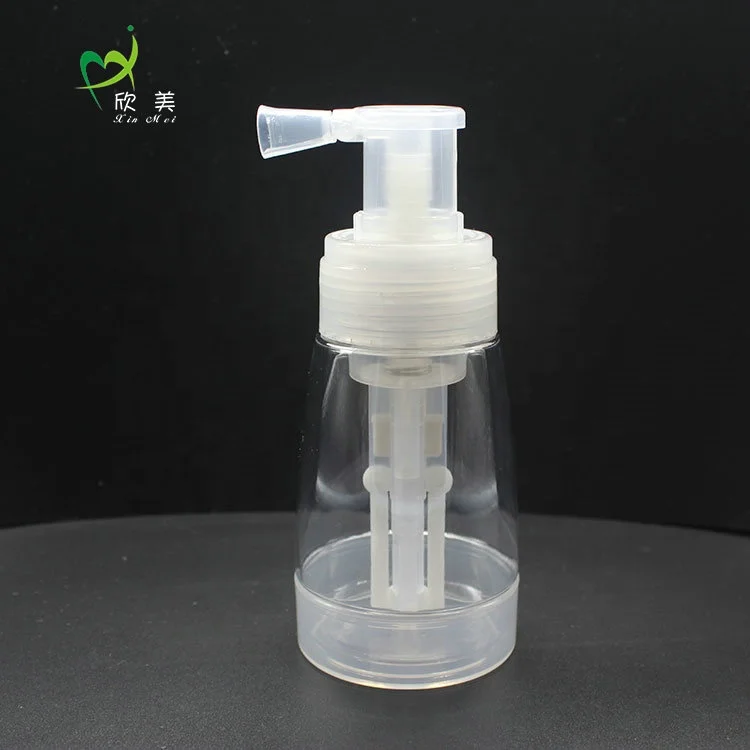 180ml Clear Plastic PET Skin Care Baby Talcum Dry Shampoo Powder Spray Bottle With Dispenser Pump