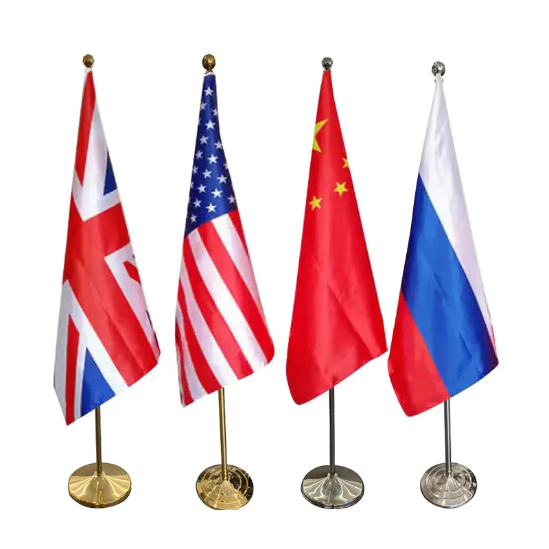 Hot selling product stainless steel 2m 3m retractable Indoor Table office decoration floor flagpole free standing flag poles