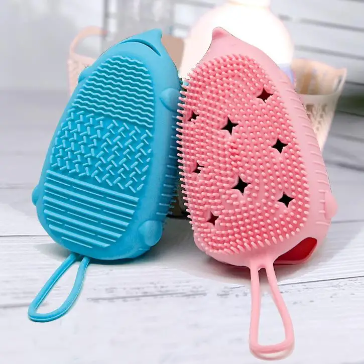 bathing with gel towel scrubber bath massage body silicone bath brush