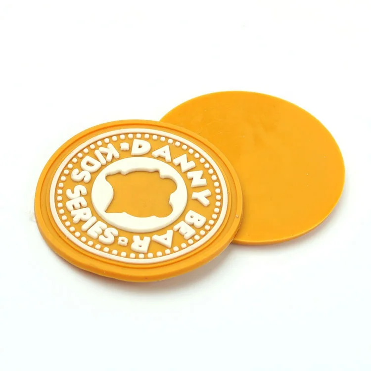 2022 New Style High Quality Personalized Brand Name Round Shaped Sewing on 3D Embossed Custom Rubber Labels PVC Silicon Patches