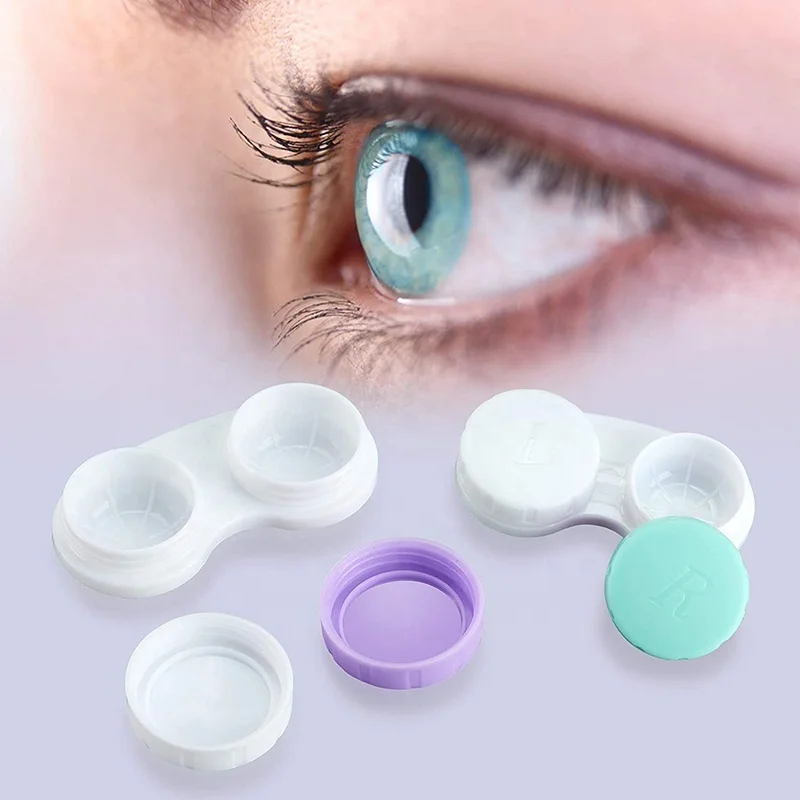 Popular contact lens case custom multi color contact lens duplex case box plastic mini contact lenses cases storage boxes