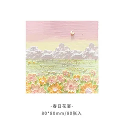 80 sheets Oil Painting Note Sticker Self-Adhesive Sticky Notes Memo Pad Scrapbooking Stickers Office School Stationery Notepad