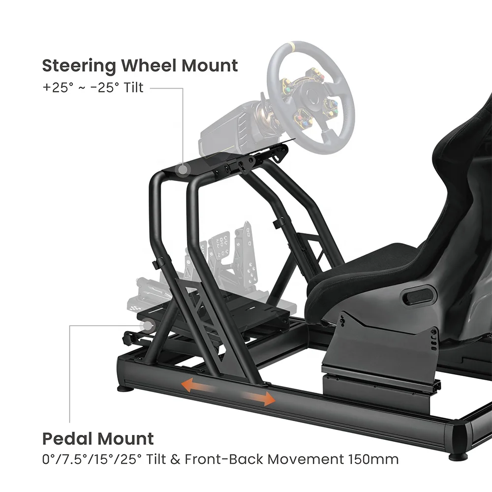 LRS08-BS02 Aluminum Gaming Racing Sim Simulator Cockpit Driving Rig For PS4 PS5 Xbox PC G25 G27 G29 G920 Car GTR Simracing Seat