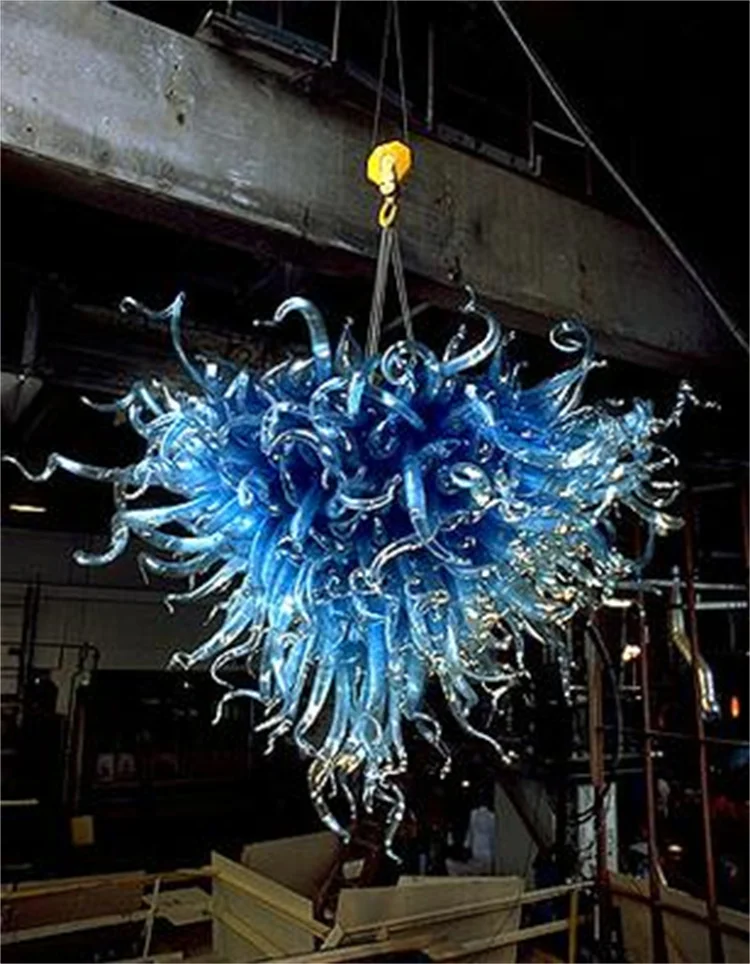 Сделай Сам стиль chihuly синяя люстра из муранского