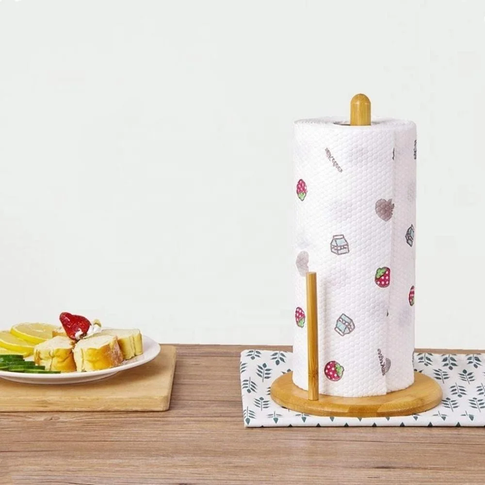 Bamboo Kitchen Roll Holder Paper Dispenser Rack Paper Towel Holder