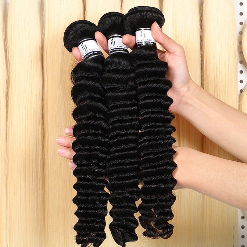 100% remy hair raw bundles human hair extensions cheap wholesale bulk 613 deep wave raw indian hair cuticle aligned bundles