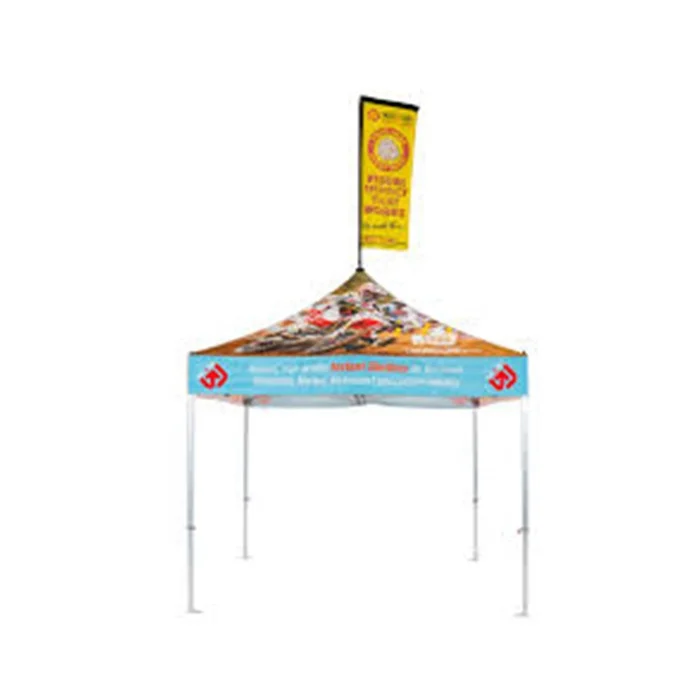 Hexagonal Aluminum Frame Pop up Canopy Tent with Side Wall and Roof Flag