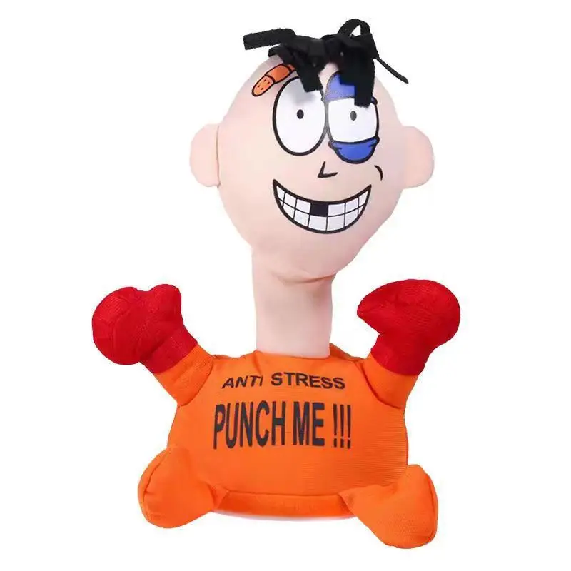Punch Me Plush Toys The Beaten Villain Toy Cartoon Screams Electric Plush Toy Venting Doll Children Kids Boys Girls Funny Gifts