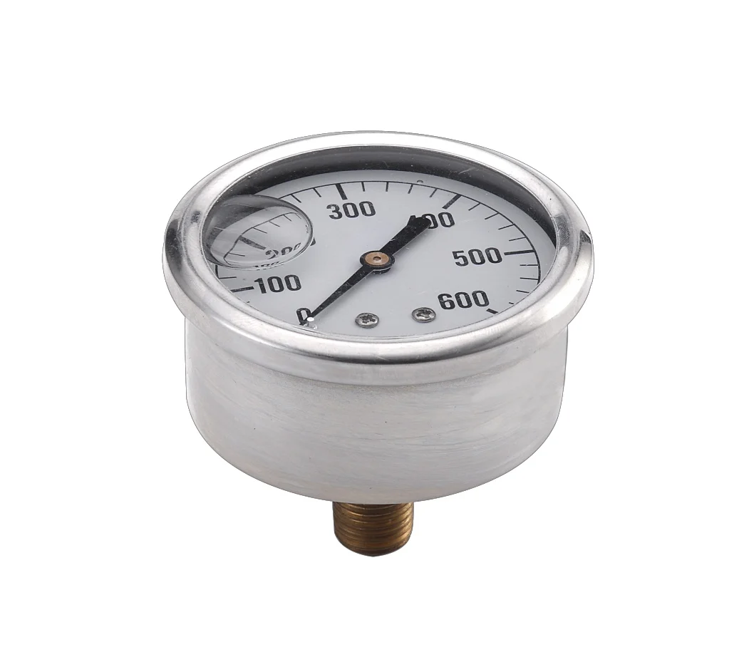 1.5' Half Stainless Steel Back Thread Type Liquid Filled Pressure Gauge