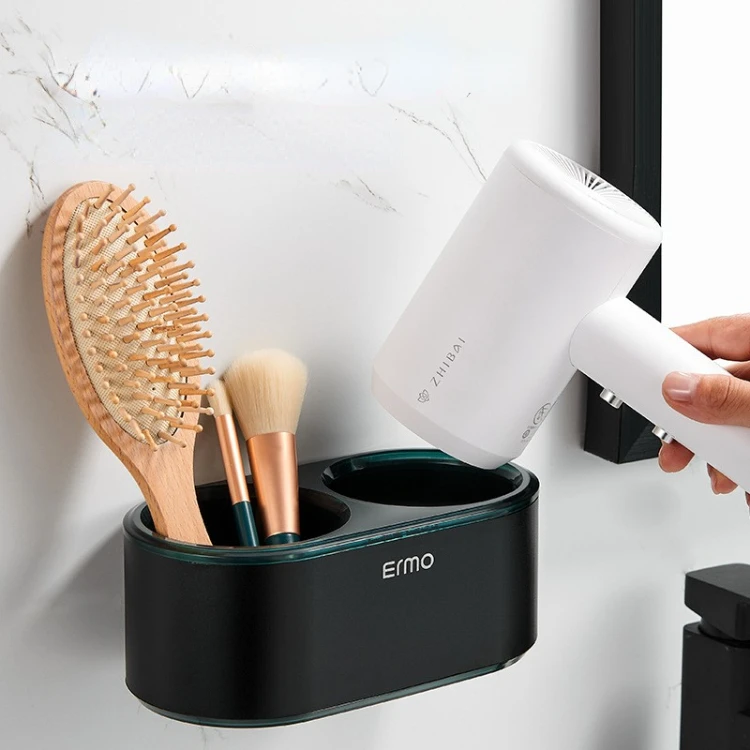 Ermo bathroom black space aluminum hair dryer rack wall mounted hair dryer rack