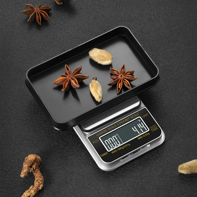 1000 x 0.1g Mini Coffee Scale Timer Digital Gram Scale Tare Function Gold Jewelry Scale LCD Screen