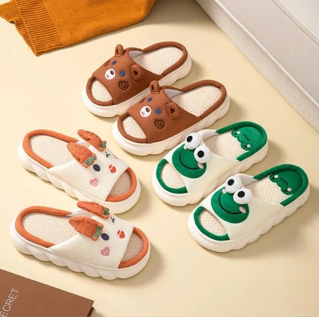 Factory price Wholesale Hot Selling New Design Flax Upper Soft Sole Indoor Cute Shoe Slippers