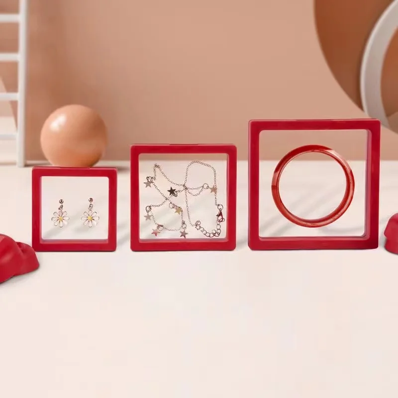 3d Floating Nail Gift Box Tips Display Stand Holder Packaging With Pet Film Jewelry Stones Presentation Case Custom Logo