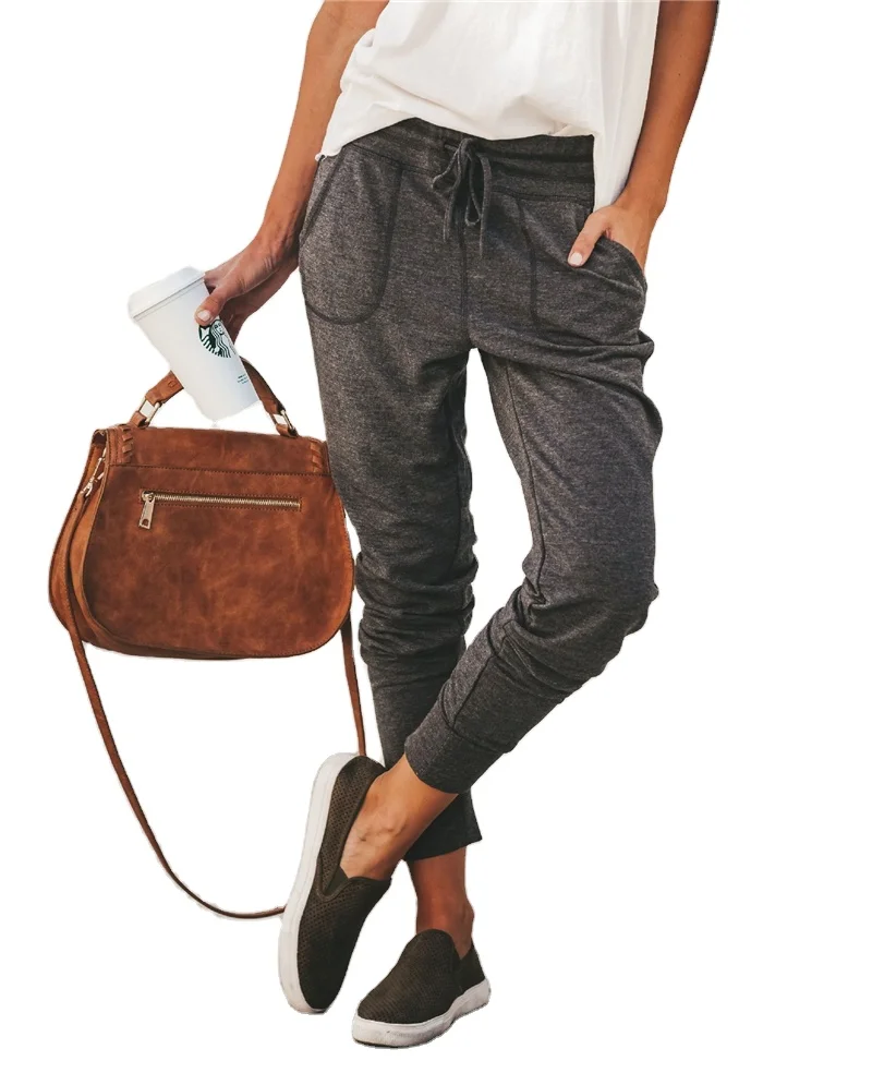 Rummandy Wholesale Gray Track Trousers Female Casual Sweatpants pants for women Slack Pants With Pockets