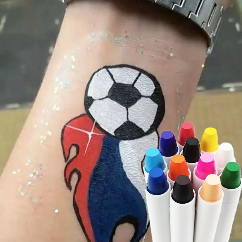 KHY KH3003 Skin Bodi Body Art Washable Kids Twist Up Silky Gel England Face Paint Crayon Stick Pen Set