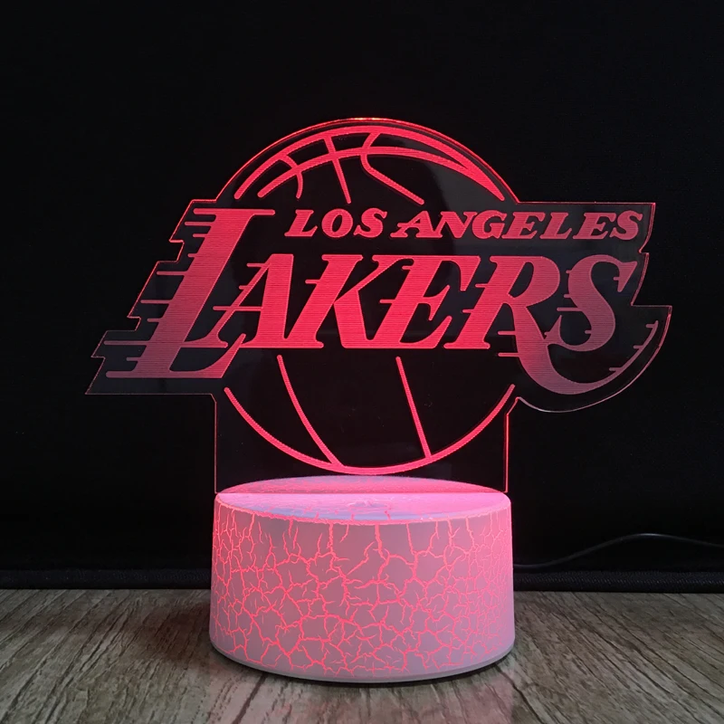 LED Basketball Team Lakers 3D Optical Illusion Lamp Smart 7 Colors Night Light Table Lamp