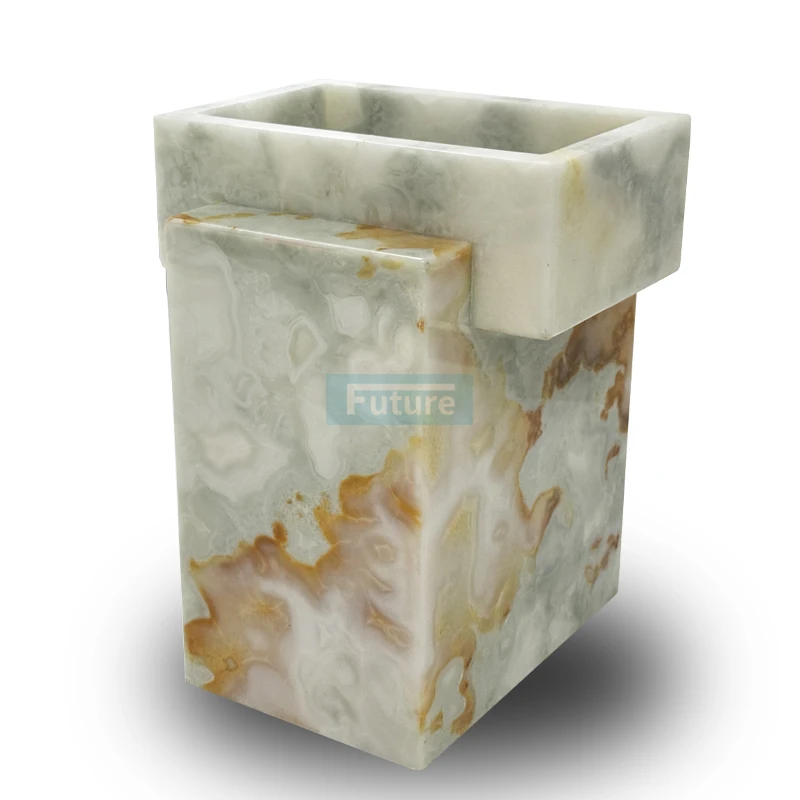 Elegant Popular Customized Luxury Natural Onyx Flower Fluted Rectangular Large Vase For Party Wedding Home Decoration