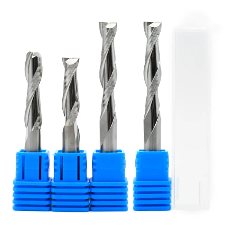carbide 6mm 8mm shank 2 flute spiral up cut end mill for wood carbide 2F cnc router bit 1/4 6mm two flute endmill