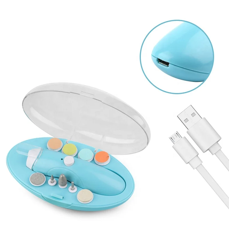 Wholesale electric baby nail clipper safe kids nail cutter usb charge LED light baby nail trimmer kit