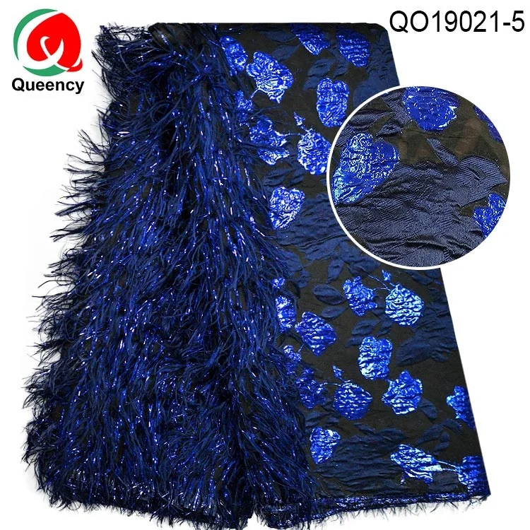 Queency green and white brocade-organza Africa Jarkard Organza lace fabric for wedding fashion dress