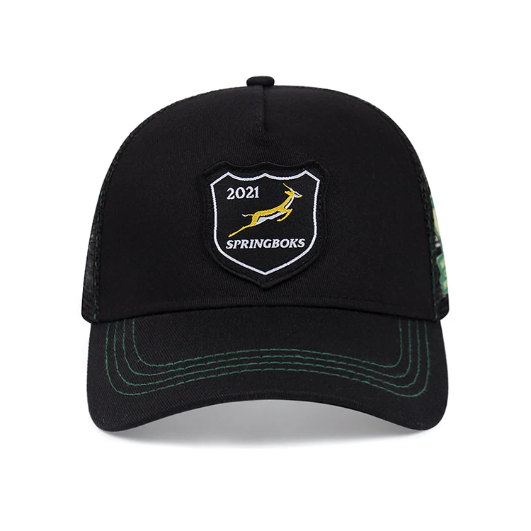 Fashion black Mesh Embroidery Patch trucker cap Gorras Vintage 5 panel Trucker Hats Supplier  mesh Baseball Caps Mens