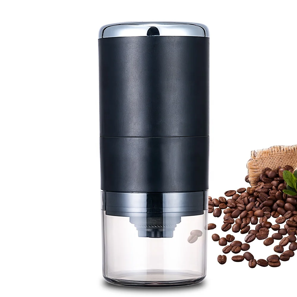 Custom Logo black USB rechargeable espresso electric grinder 3.7V mini electric coffee grinder with automatic stop function