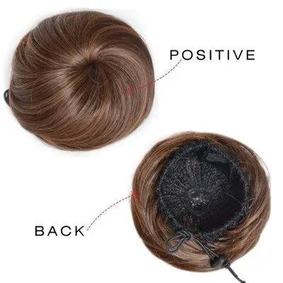 Factory direct sale Natural synthetic hair wig silver Soft and smooth chignon pieces Vary Round Hair drawstring bun