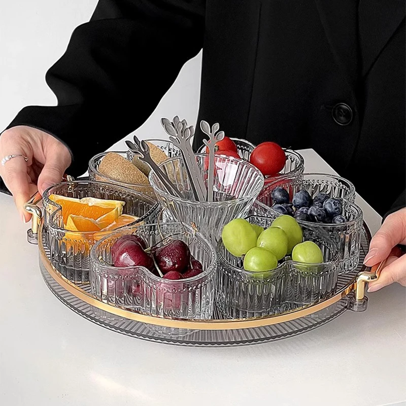 Creative Design Heart Shaped Clear Salad Bowl Glass Crystal Serving Bowl Fruit Plate Set