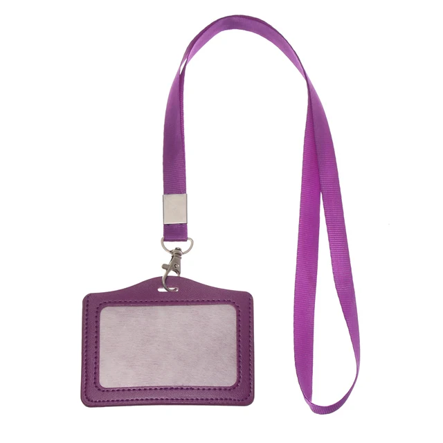 High Quality Leather ID Credit Card Holder Case with Lanyard, Wholesale PU Leather ID Card Holder for Business