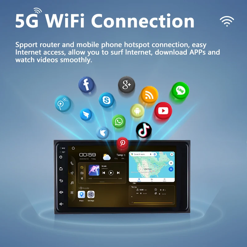 Factory N2 7 Inch 32GB Android Car IPS Touch Screen WIFI Radio Stereo Carplay Multimedia Player for Toyota with GPS Navigation