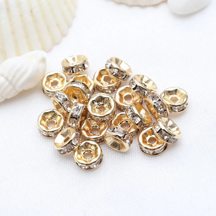 JS1794 Silver gold tone crystal rondelle spacers,rhinestone rondelle spacers,jewelry components