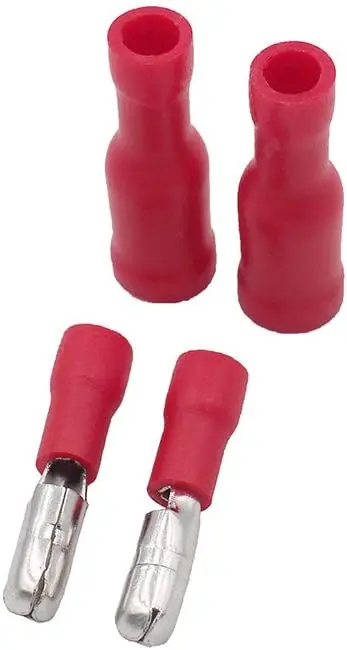 100x Red Bullet Connector Insulated Crimp Terminals for Electrical & Audio Wiring - 50x Female and 50 x Male