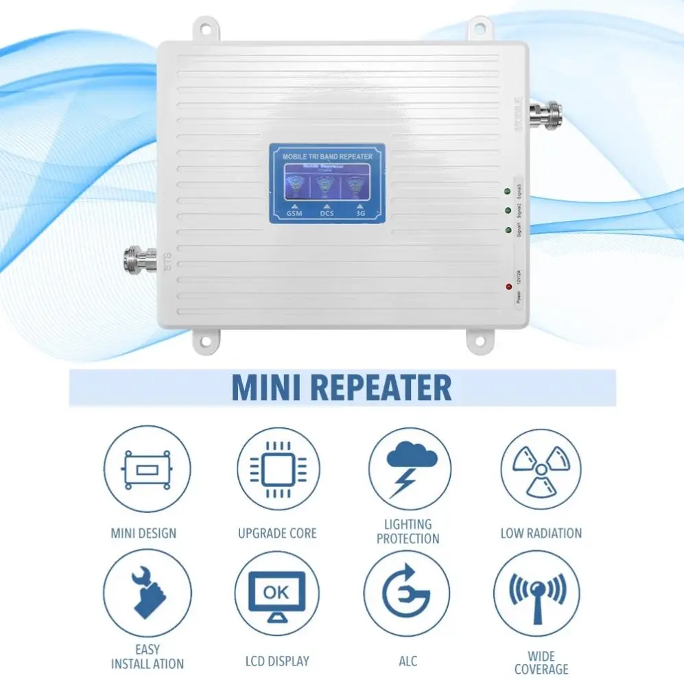 Universal Signal Booster Tri Band Amplifier Kit Network Booster 900 1800 2100 GSM DCS WCDMA 2G/3G/4G  E Repeater Signal Booster