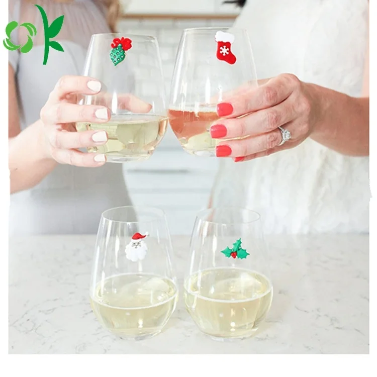 OKSILICONE Silicone Drink Markers Wine Glass Markers Wine Charms Wine Glass identifier for Bar Party Cup Marker