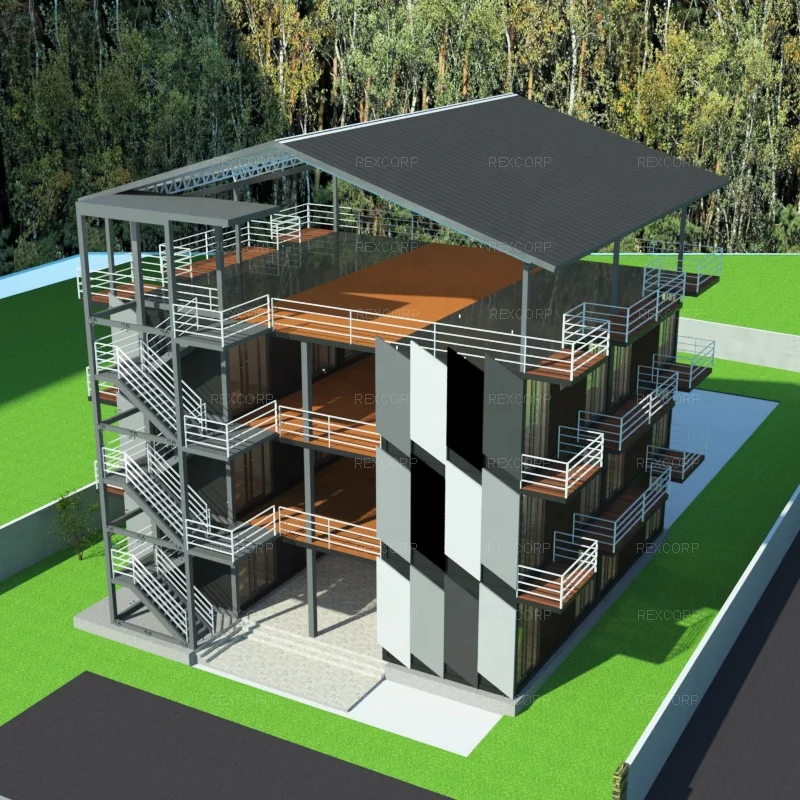 3 Storey Modular Container Apartment Building Prefab Apartment Block Five-star Hotel Furnished Accommodation Building