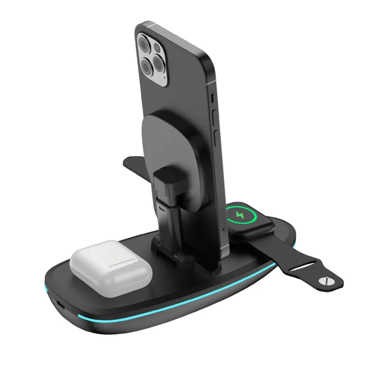 Быстрая зарядка 15 Вт qi Смарт магнитные зарядные устройства 3 4 в 1 Беспроводное зарядное устройство