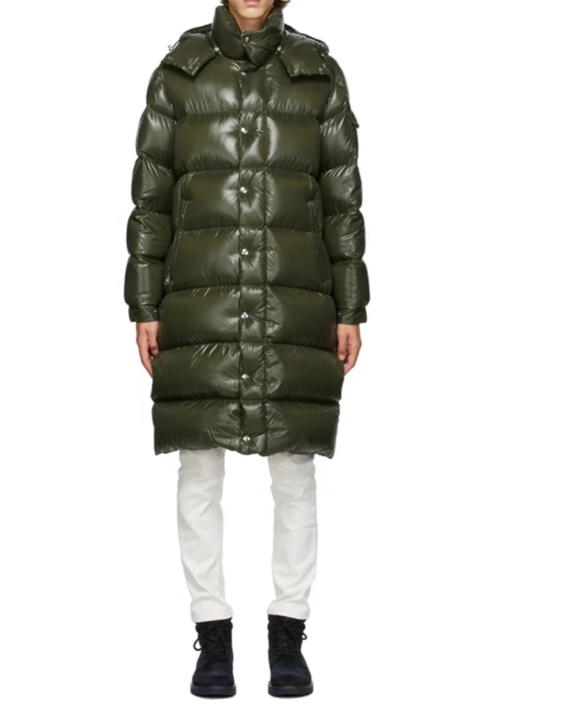 2020 Wholesale plus size black puffer jacket men shiny long puffer jacket men designer goose down jacket for men